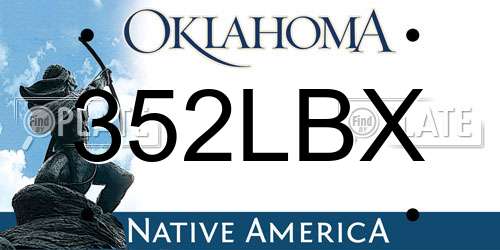352LBX Oklahoma License Plate