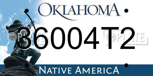 36004T2 Oklahoma License Plate