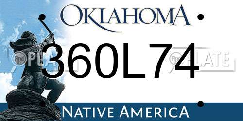 360L74 Oklahoma License Plate