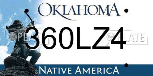 360LZ4 Oklahoma License Plate