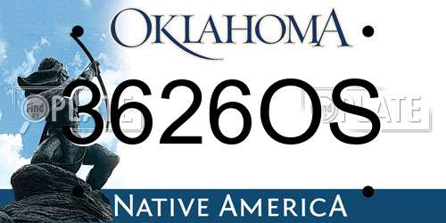 3626OS Oklahoma License Plate