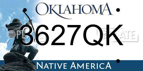 3627QK Oklahoma License Plate