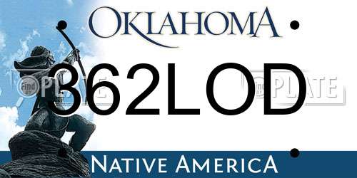 362LOD Oklahoma License Plate