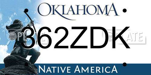 362ZDK Oklahoma License Plate