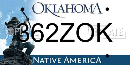 362ZOK Oklahoma License Plate