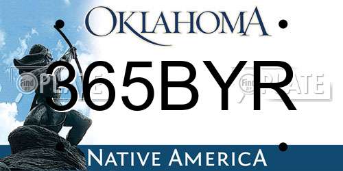 365BYR Oklahoma License Plate
