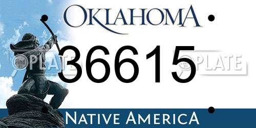 36615 Oklahoma License Plate