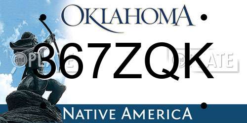 367ZQK Oklahoma License Plate