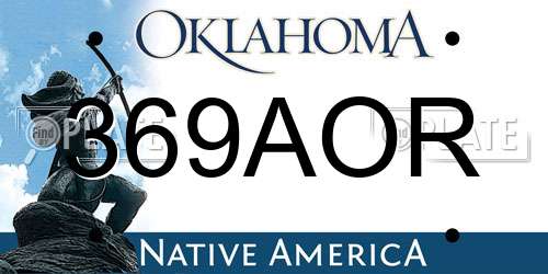 369AOR Oklahoma License Plate