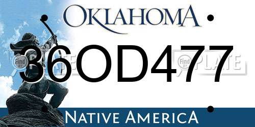 36OD477 Oklahoma License Plate