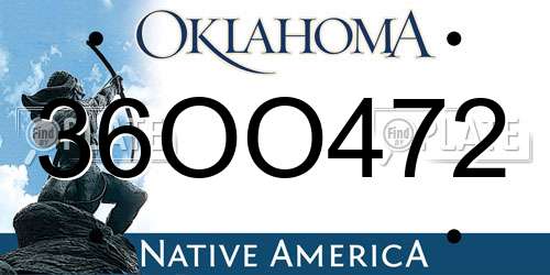 36OO472 Oklahoma License Plate