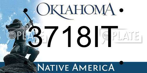 3718IT Oklahoma License Plate
