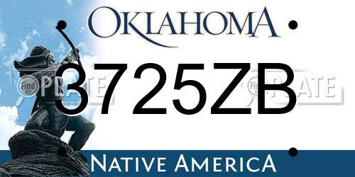 3725ZB Oklahoma License Plate