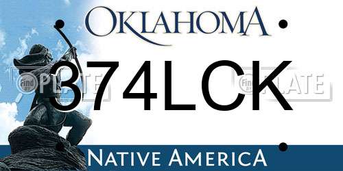374LCK Oklahoma License Plate