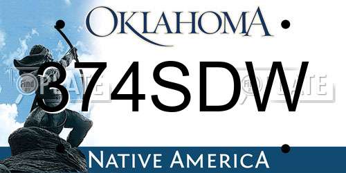 374SDW Oklahoma License Plate