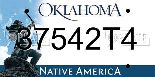 37542T4 Oklahoma License Plate