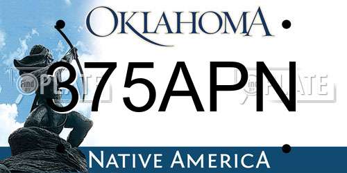 375APN Oklahoma License Plate
