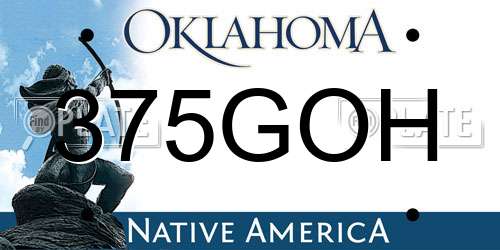 375GOH Oklahoma License Plate