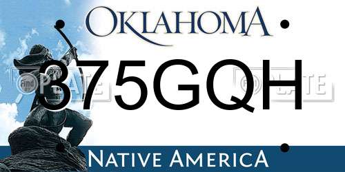 375GQH Oklahoma License Plate