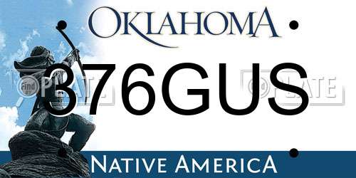 376GUS Oklahoma License Plate