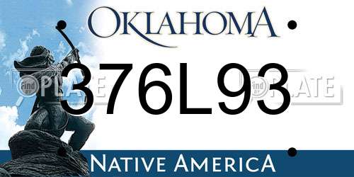 376L93 Oklahoma License Plate