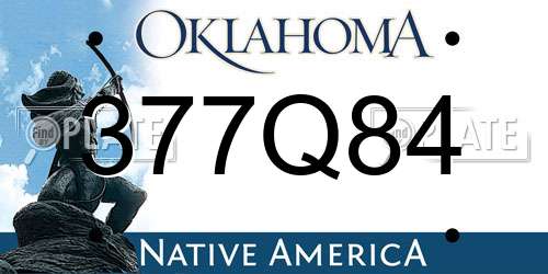 377Q84 Oklahoma License Plate