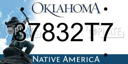 37832T7 Oklahoma License Plate