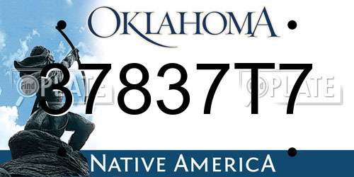 37837T7 Oklahoma License Plate
