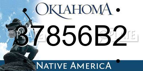 37856B2 Oklahoma License Plate