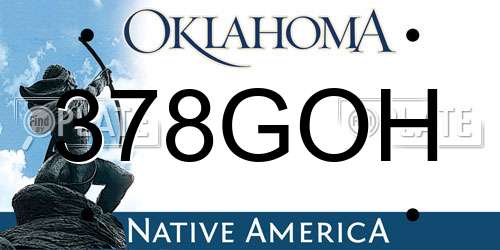 378GOH Oklahoma License Plate
