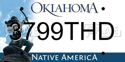 3799THD Oklahoma License Plate