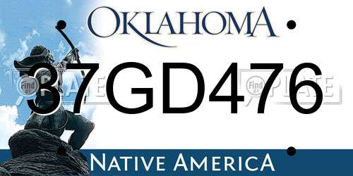 37GD476 Oklahoma License Plate