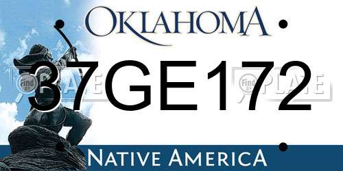 37GE172 Oklahoma License Plate