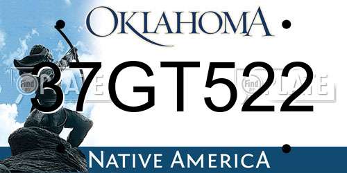 37GT522 Oklahoma License Plate