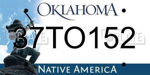 37TO152 Oklahoma License Plate