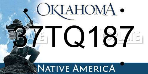 37TQ187 Oklahoma License Plate