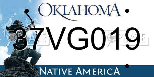 37VG019 Oklahoma License Plate