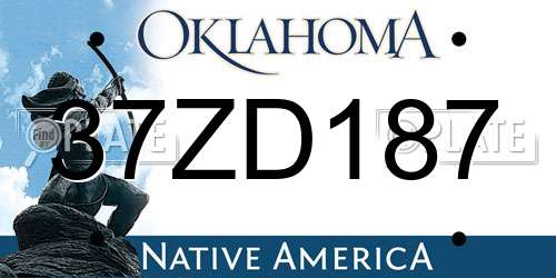 37ZD187 Oklahoma License Plate