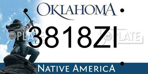 3818ZI Oklahoma License Plate