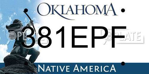 381EPF Oklahoma License Plate