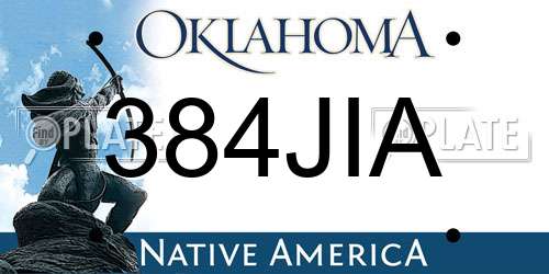 384JIA Oklahoma License Plate