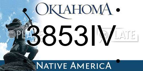 3853IV Oklahoma License Plate