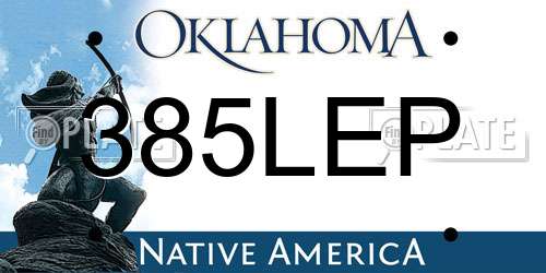 385LEP Oklahoma License Plate