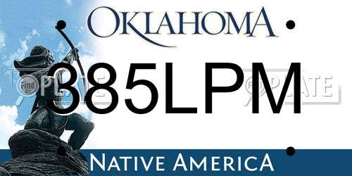 385LPM Oklahoma License Plate