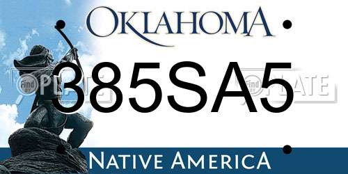 385SA5 Oklahoma License Plate