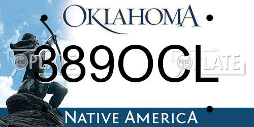 389OCL Oklahoma License Plate