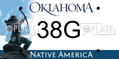 38G Oklahoma License Plate