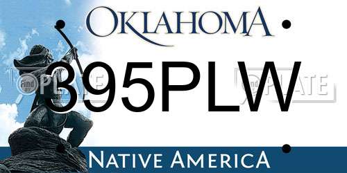 395PLW Oklahoma License Plate