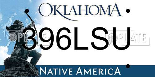 396LSU Oklahoma License Plate