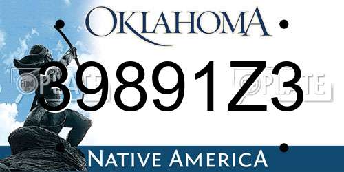 39891Z3 Oklahoma License Plate